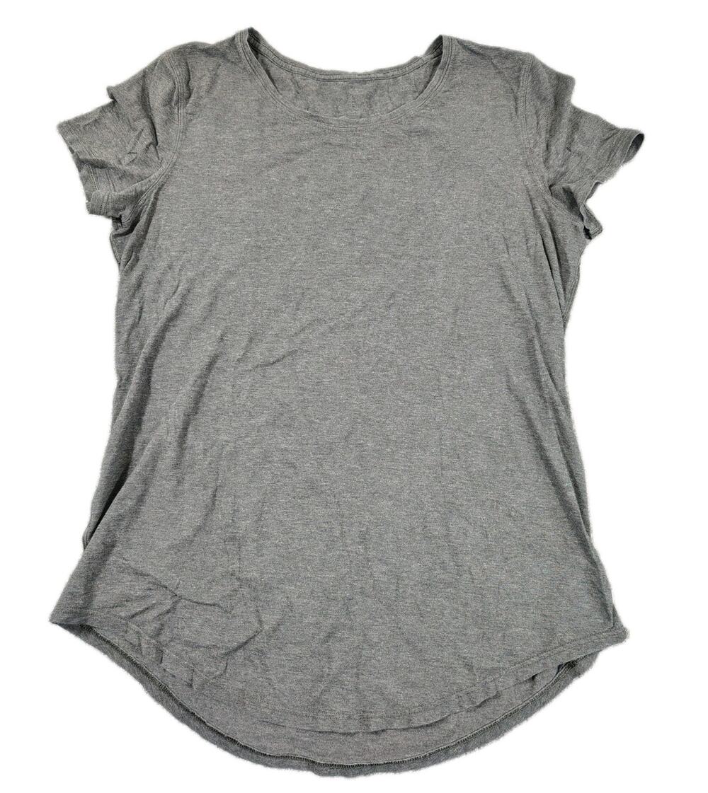 Lululemon Love Crew III Shirt Womens 10 Gray Solid Stretch Minimalist Casual EUC